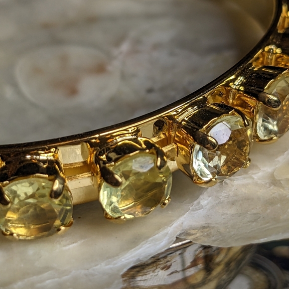 Genuine Lemon Citrine in Gold Plated Bracelet Cuff - Picture 2 of 4